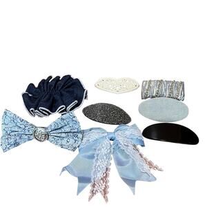 Vintage Lot 1990's Barrettes Hair Clips Big Bows Ruffle Glitter Y2K